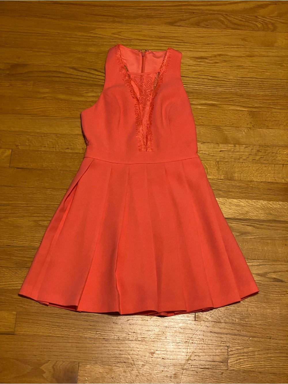 BCBGeneration Coral-Orange Sleeveless Flared Mini Dress